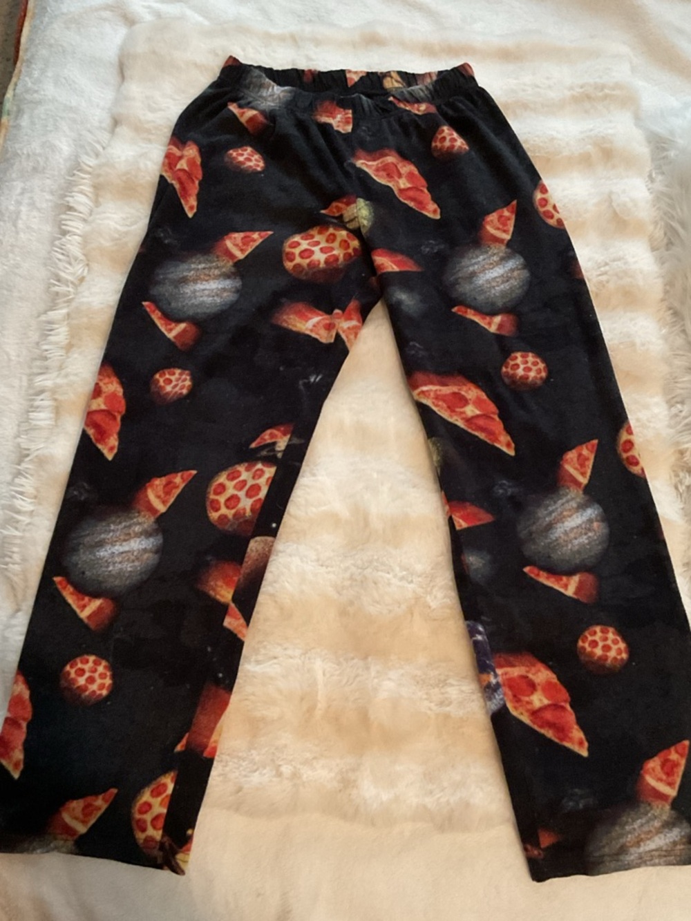 PJ Place Black Pizza & Planet Print Kids Joggers - XL 14